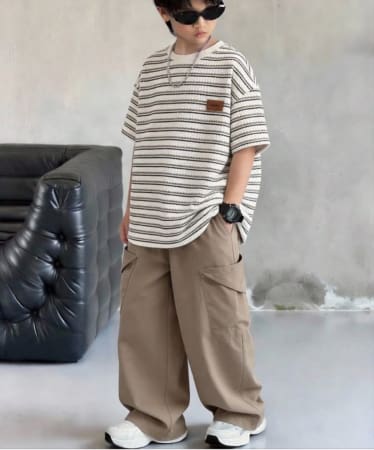 SHEIN Boys’ Striped T-Shirt & Cargo Pants Set – Oversized Casual Two Piece Outfit, SHEIN Fast Delivery in 5 Days
