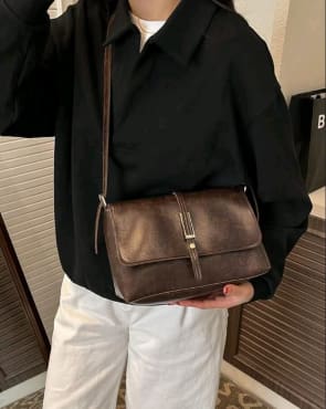 SHEIN Women’s Brown Vintage Flap Shoulder Bag – Faux Leather Crossbody Handbag, SHEIN Fast Delivery in 5 Days