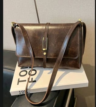 SHEIN Women’s Brown Vintage Flap Shoulder Bag – Faux Leather Crossbody Handbag, SHEIN Fast Delivery in 5 Days