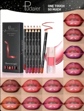 Pudaier 13pcs Lip Liner & Lip Gloss Set – Multi Shade Lip Makeup Kit, SHEIN Fast Delivery in 5 Days