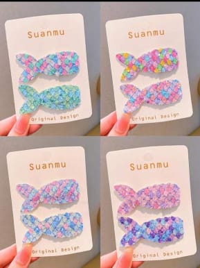 SHEIN 6pcs Mermaid Tail Hair Clips – Glitter Multicolor Kids Hair Accessories, SHEIN Fast Delivery in 5 Days