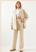 SHEIN Women’s Embroidered Sleeve Co-Ord Set – Oversized Shirt & Wide Leg Pants,