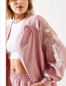 SHEIN Women’s Embroidered Sleeve Co-Ord Set – Oversized Shirt & Wide Leg Pants,