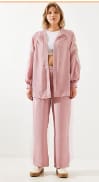 SHEIN Women’s Embroidered Sleeve Co-Ord Set – Oversized Shirt & Wide Leg Pants,