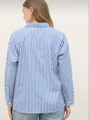 Trendyol Women’s Blue Striped Shirt – Panel Detail Button-Up Casual Shirt, Fast Delivery in 5 Days