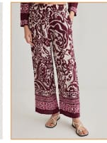 Trendyol Women’s Burgundy Printed Co-Ord Set – Button-Up Shirt & Wide Leg Pants,