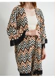 Trendyol Women’s Chevron Fringe Kimono Co-Ord Set – Printed Cover-Up & Wide Leg Pants,