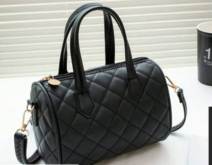 SHEIN Women’s Black Quilted Boston Bag – Mini Handbag With Shoulder Strap, SHEIN Fast Delivery in 5 Days
