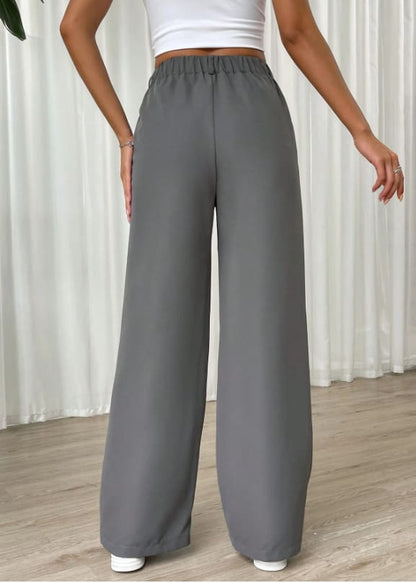 SHEIN Women’s Grey High Waist Wide Leg Pants – Tailored Loose Fit Trousers, SHEIN Fast Delivery in 5 Days