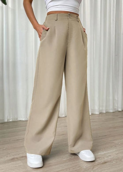 SHEIN Women’s Beige High Waist Wide Leg Pants – Tailored Loose Fit Trousers, SHEIN Fast Delivery in 5 Days
