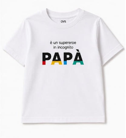 Boys White Printed Cotton T-Shirt – “PAPA” Graphic Short Sleeve Tee