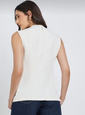 Cream Sleeveless Asymmetric Button Vest Top – SHEIN Fast Delivery in 5 Days
