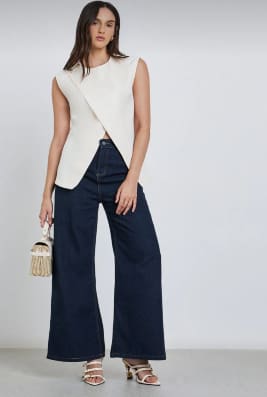 Cream Sleeveless Asymmetric Button Vest Top – SHEIN Fast Delivery in 5 Days