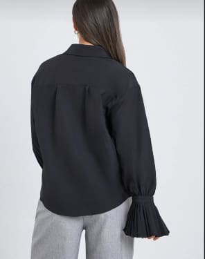 Black Pleated Cuff Button Blouse – SHEIN Fast Delivery in 5 Days
