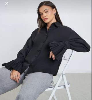 Black Pleated Cuff Button Blouse – SHEIN Fast Delivery in 5 Days