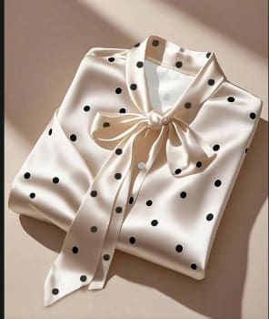 White Polka Dot Tie Neck Blouse – SHEIN Fast Delivery in 5 Days