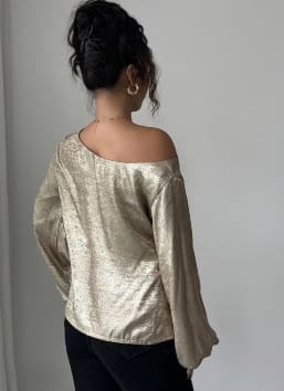 Golden Metallic One Shoulder Blouse – Fast Delivery in 5 Days