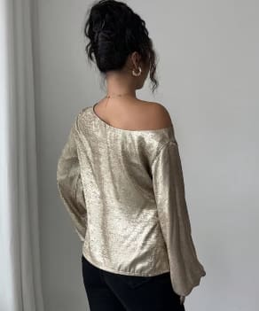 Golden Metallic One Shoulder Blouse – Fast Delivery in 5 Days