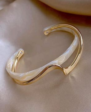White and Gold Open Cuff Bracelet – SHEIN Fast Delivery in 5 Days