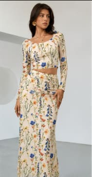 Chiquecase Floral Two-Piece Maxi Skirt Set – Elegant Summer Outfit
