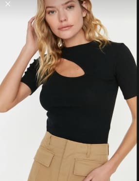 SHEIN Fast Delivery in 5 Days Black Cutout Fitted Top