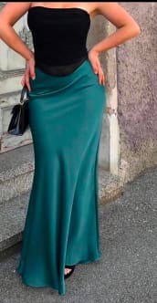 SHEIN Women’s Satin Maxi Skirt – Brown and Emerald Green