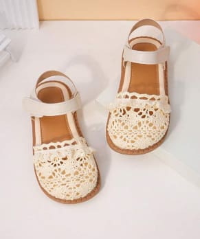 SHEIN Girls Crochet Strap Sandals – Cream Beige