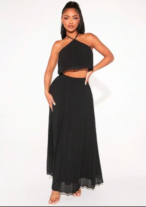 SHEIN Women’s Black Halter Cut-Out Maxi Dress
