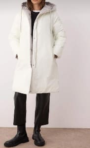 Double Face Long Puffer Coat – Reversible Hooded Winter Jacket – Quilted Warm Outerwear – Beige