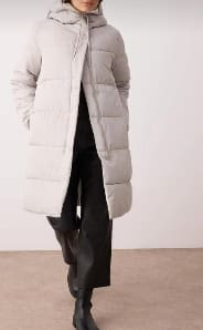 Double Face Long Puffer Coat – Reversible Hooded Winter Jacket – Quilted Warm Outerwear – Beige