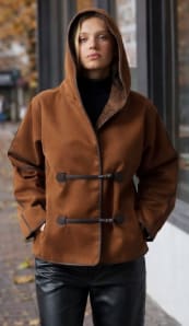 Brown Hooded Toggle Jacket – Casual Winter Outerwear – Soft Lined – Relaxed Fit