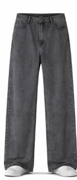 Men’s Grey Wide Leg Jeans – Casual Loose Fit Straight Denim Pants