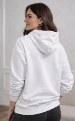 Women's White Fleece Hoodie – Geometric Tiger Graphic Pullover with Kangaroo Pocket