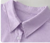 Women's Satin Button Front Shirt – Lavender Long Sleeve Collared Blouse – Glossy Loose Fit Elegant Top