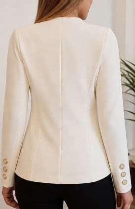 Women Elegant Button Blazer – Slim Fit Casual Formal Jacket – Beige Chic Blazer