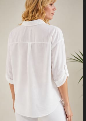 Women Embroidered Floral Shirt – Long Sleeve Casual Cotton Blouse – White Elegant Top