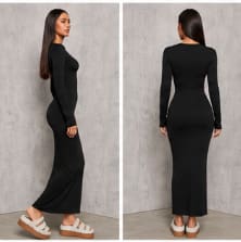 Women’s Black Long Sleeve Bodycon Maxi Dress