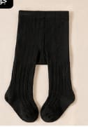 Girls’ Black Ribbed Tights – Soft Stretch Full Length Pantyhose for Everyday Wear