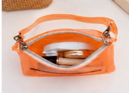 Transparent Neon Shoulder Bag, Jelly PVC Mini Hobo Bag with Detachable Strap
