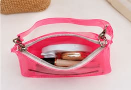 Transparent Neon Shoulder Bag, Jelly PVC Mini Hobo Bag with Detachable Strap