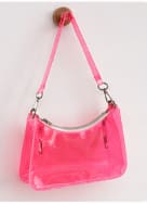 Transparent Neon Shoulder Bag, Jelly PVC Mini Hobo Bag with Detachable Strap