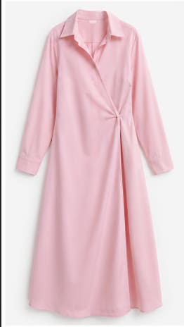 SHEIN Women’s Pink Long Shirt Dress – Button Front Wrap Style Maxi Blouse, SHEIN Fast Delivery in 5 Days