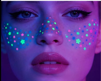 Glow Face Sticker Set – UV Neon Stars & Hearts, SHEIN Fast Delivery in 5 Days