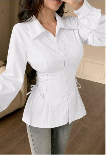Women’s White Lace-Up Waist Shirt – SHEIN Fast Delivery in 5 Days