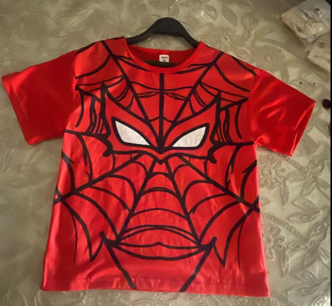 Kids Red Spider Web Graphic Short Sleeve T-Shirt