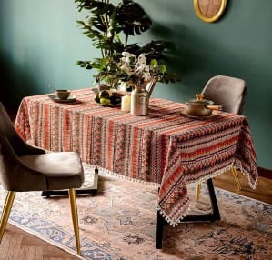 Bohemian Geometric Tassel Table Cover 140 x 140 cm