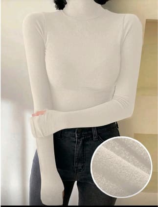 Womenâ€™s Thermal Turtleneck Top â€“ White Long Sleeve Slim Fit Winter Shirt