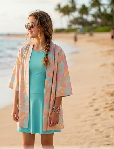 Girls Pastel Floral Beach Cover-Up Kimono – Lightweight Summer Cardigan, Fast Delivery in 5 Days