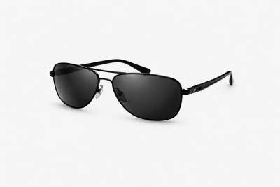 Men’s Aviator Sunglasses – Glossy Black Frame & Dark Grey Lenses