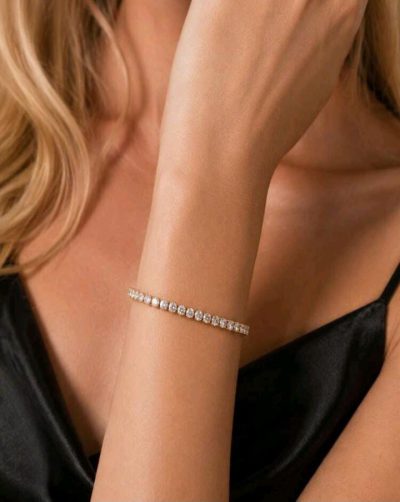 SHEIN Silver Rhinestone Tennis Bracelet